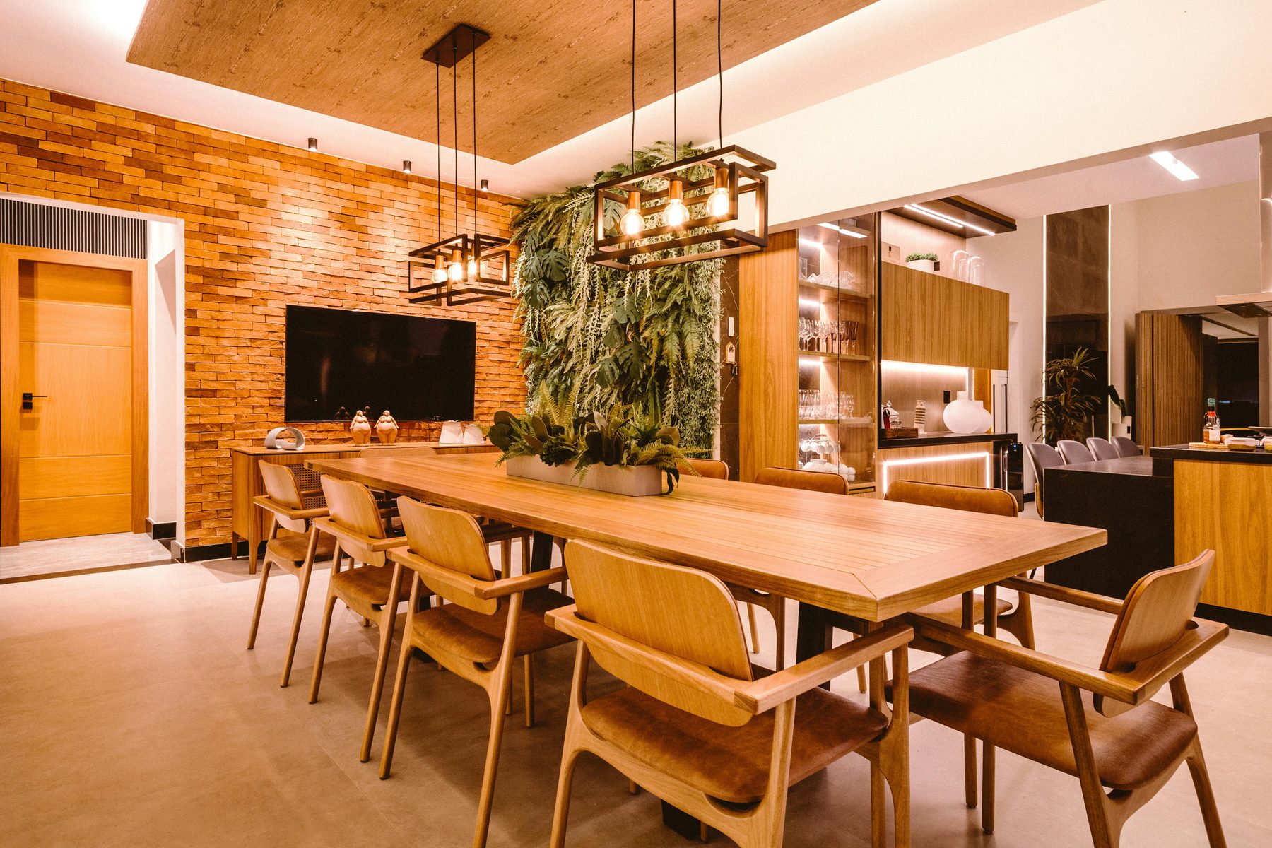 A quiet dining room in a finished home.